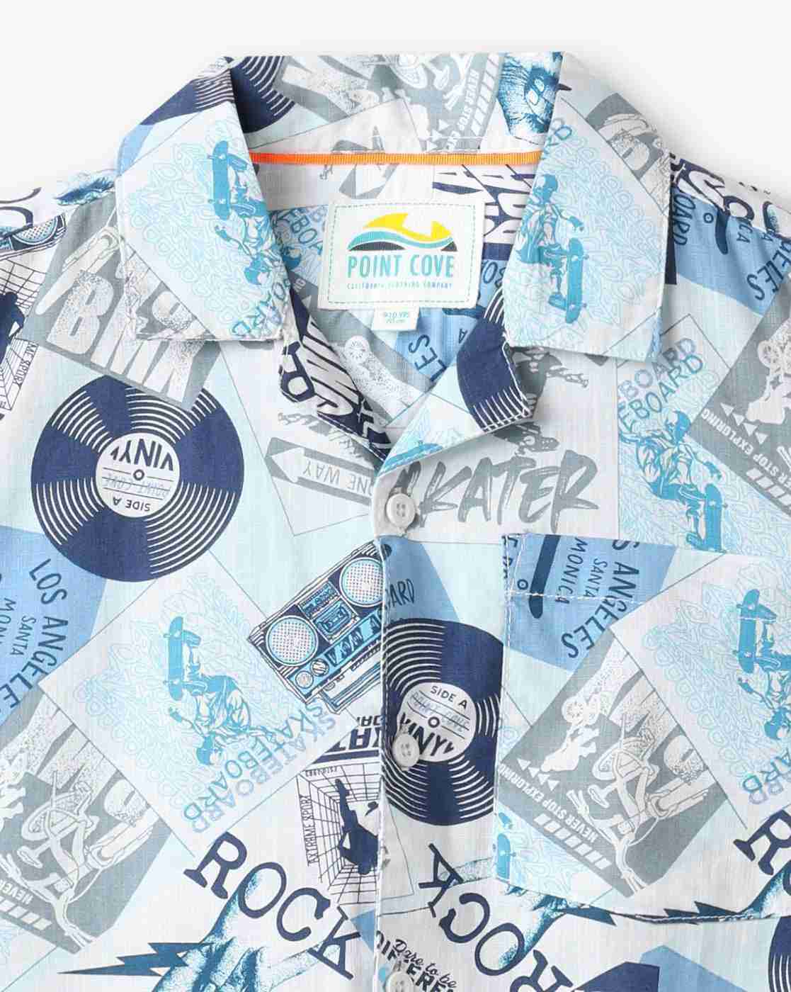 POINT COVE | Boys Printed Resort-Collar Relaxed Fit Shirt|2