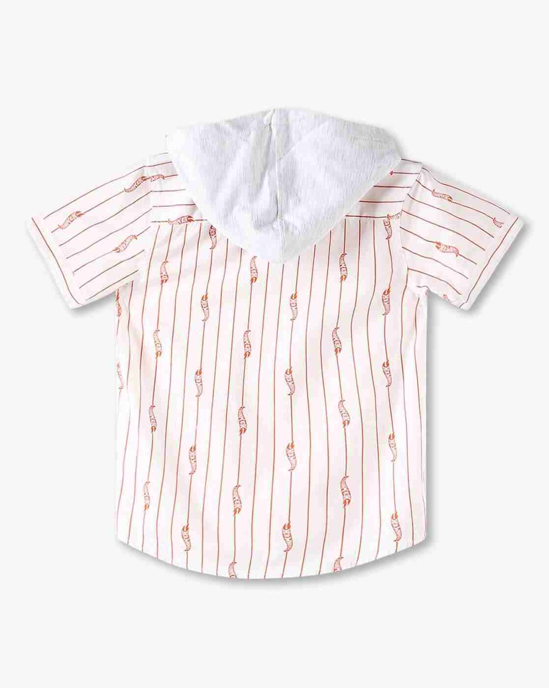 POINT COVE | Boys Printed Relaxed Fit Hooded Shirt with Welt Pocket|2