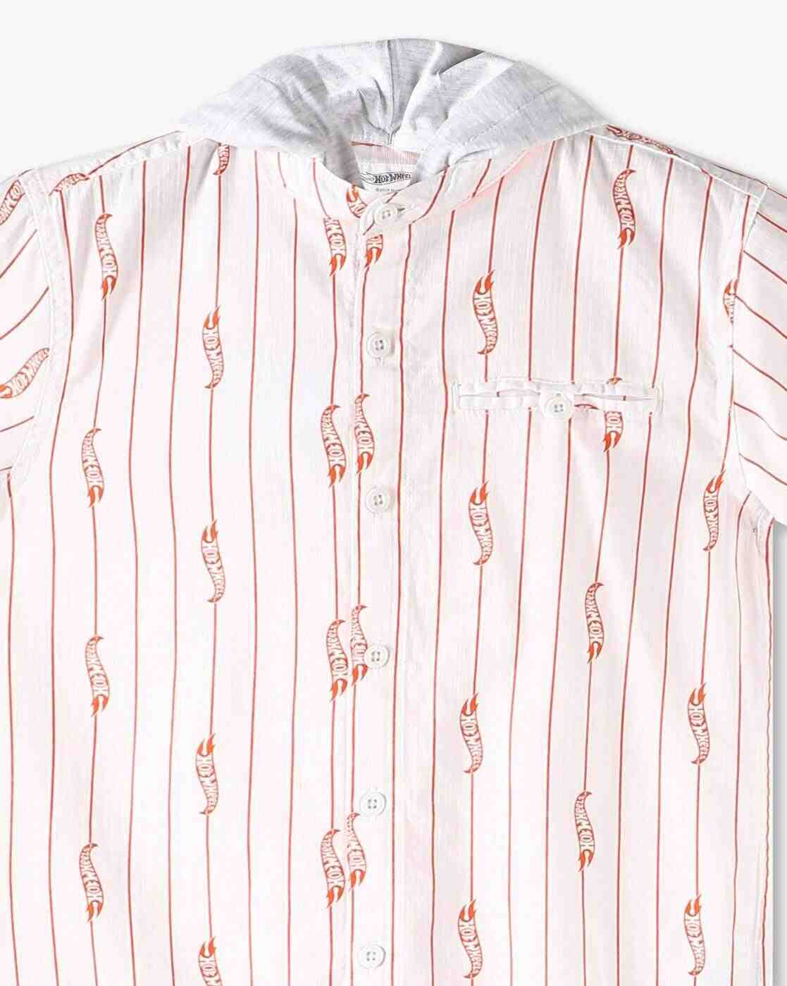 POINT COVE | Boys Printed Relaxed Fit Hooded Shirt with Welt Pocket|4