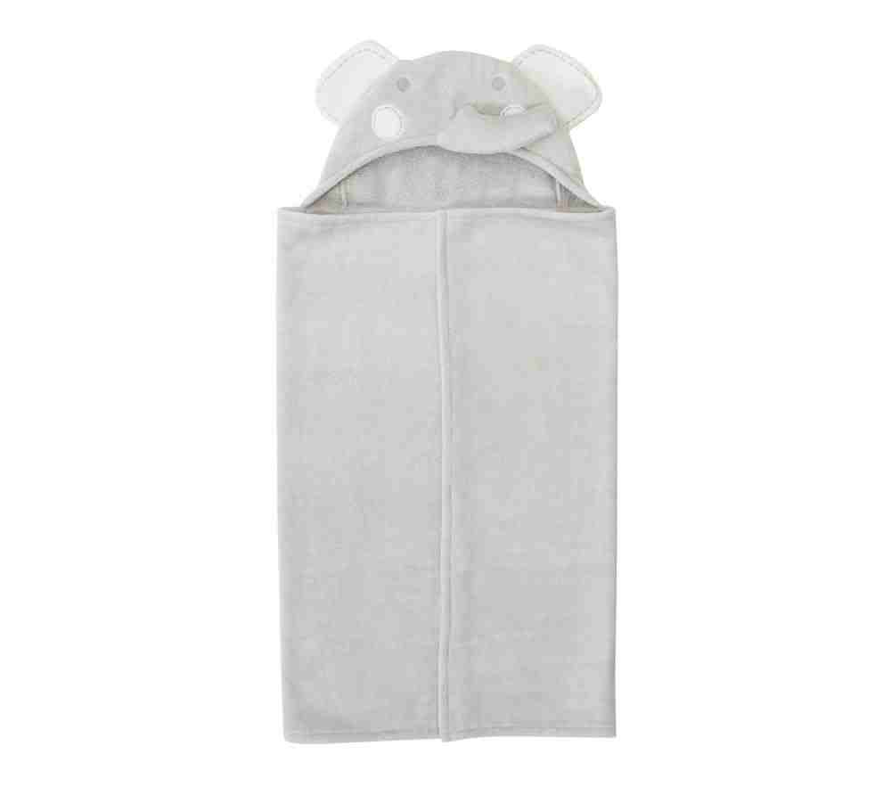 Critter Baby Hooded Towel, Gray Elephant