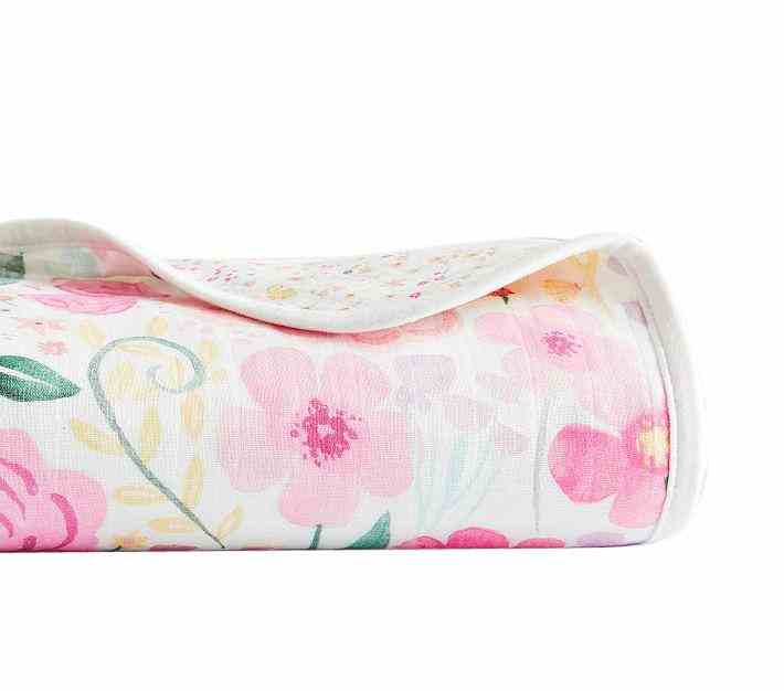 Organic Muslin Oversized Flora Blanket Multi