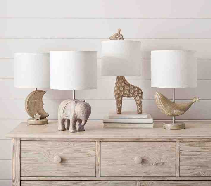 Carved Wood Moon Table Lamp