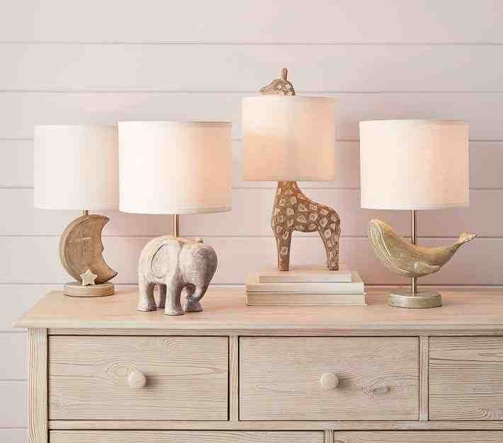 Carved Wood Moon Table Lamp