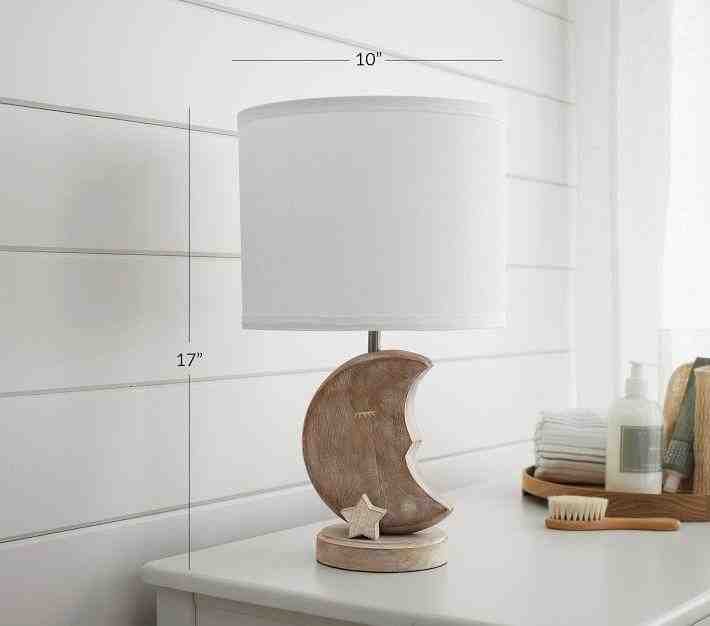 Carved Wood Moon Table Lamp