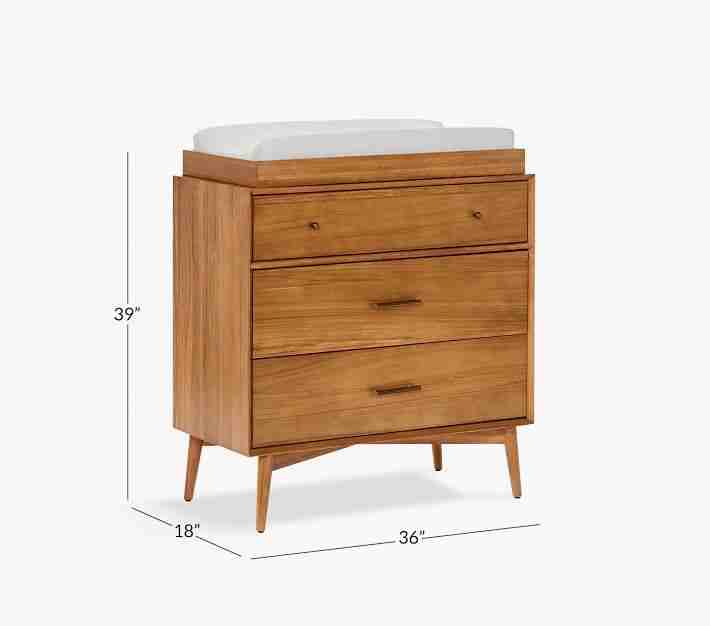 west elm x pbk Mid-Century 3-Drawer Changing Table