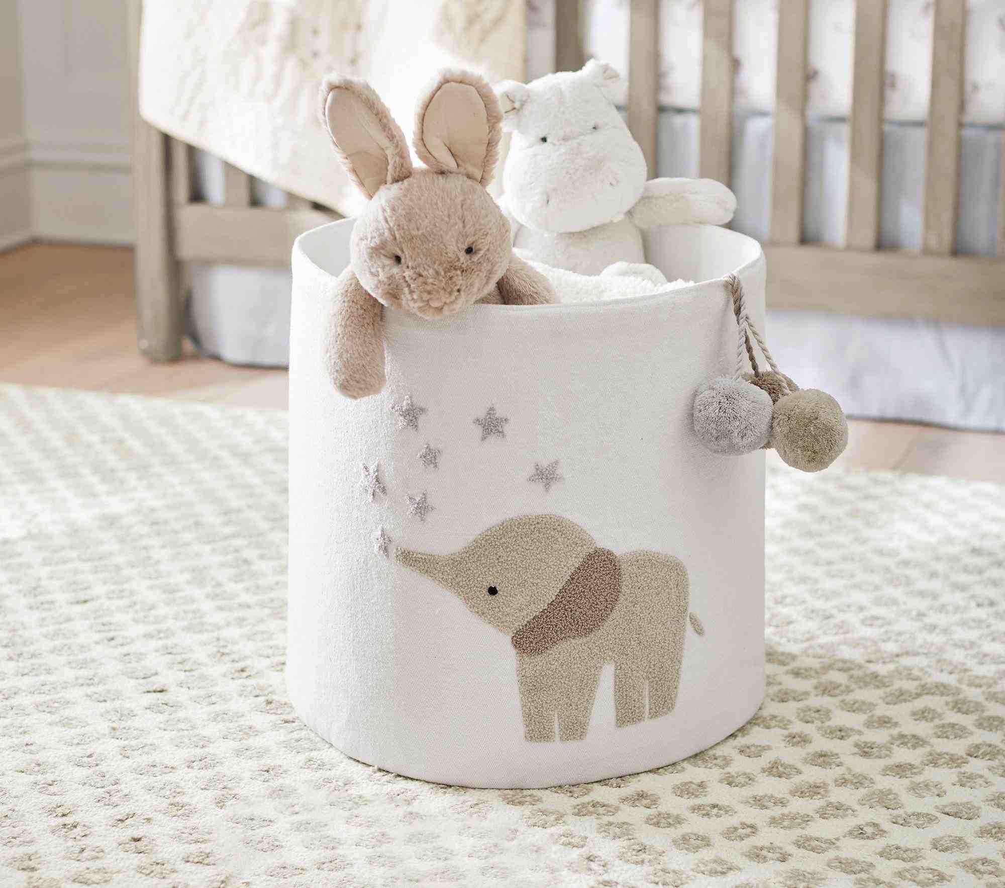 Embroidered Elephant Toy Storage