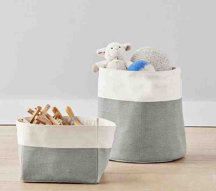 Gray Colorblock Canvas Toy Dump Storage