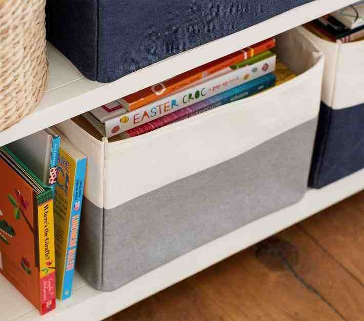 Gray Colorblock Canvas Toy Dump Storage