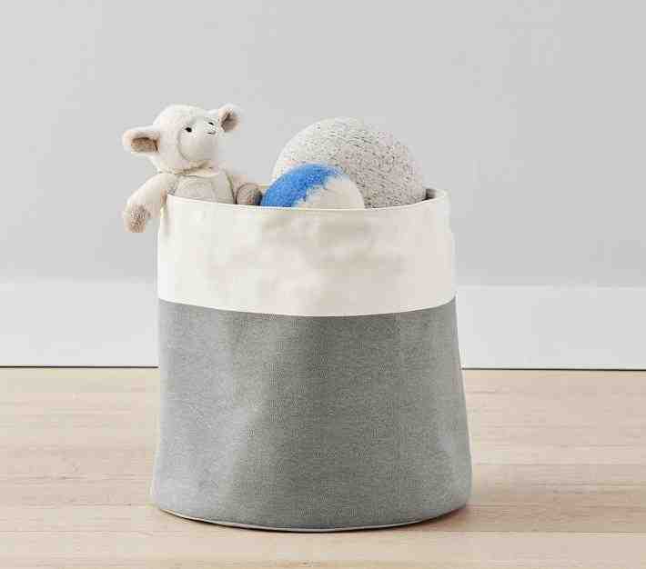 Gray Colorblock Canvas Toy Dump Storage