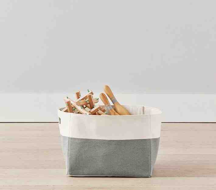 Gray Colorblock Canvas Toy Dump Storage