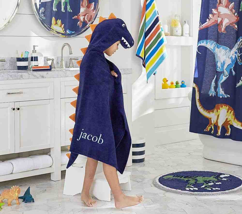T-Rex, Kid Hooded Towel, Navy