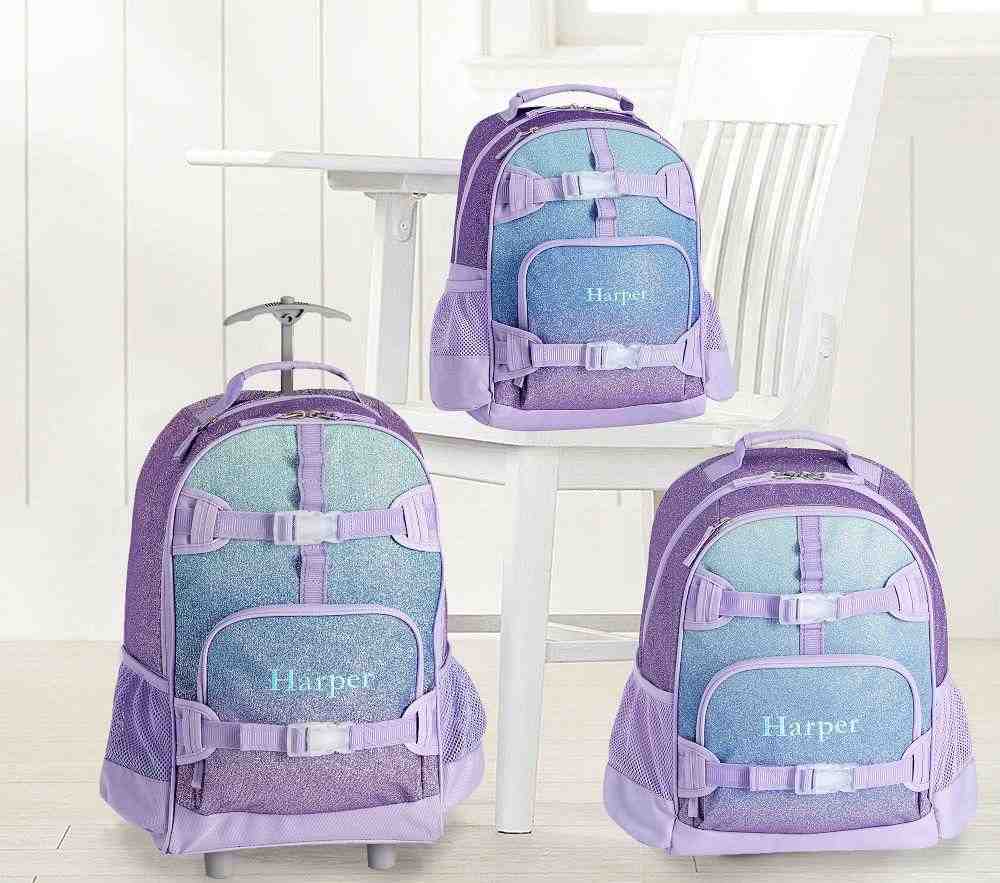 Mackenzie Lavender/Aqua Ombre Sparkle Glitter Backpacks