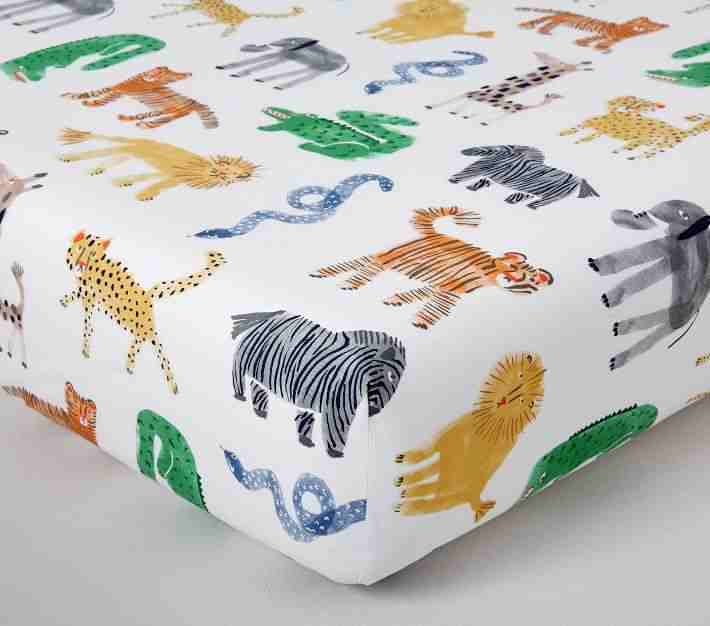 Silly Safari Organic Crib Fitted Sheet