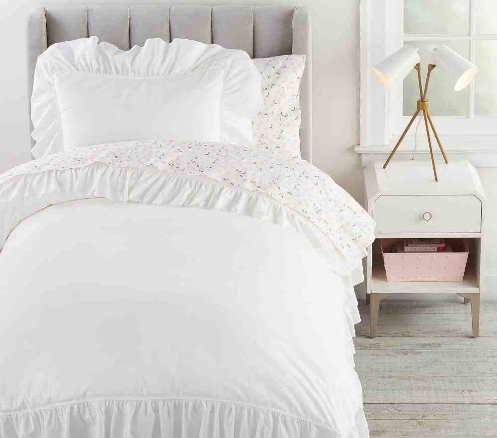 Washed Cotton Ruffle Organic Duvet Cover & Standard Sham