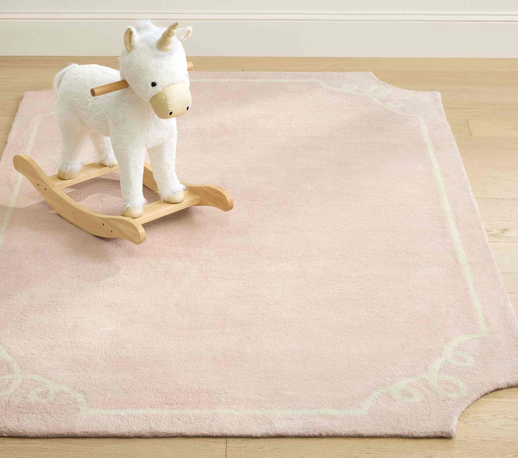 Scroll Border Rug  Blush