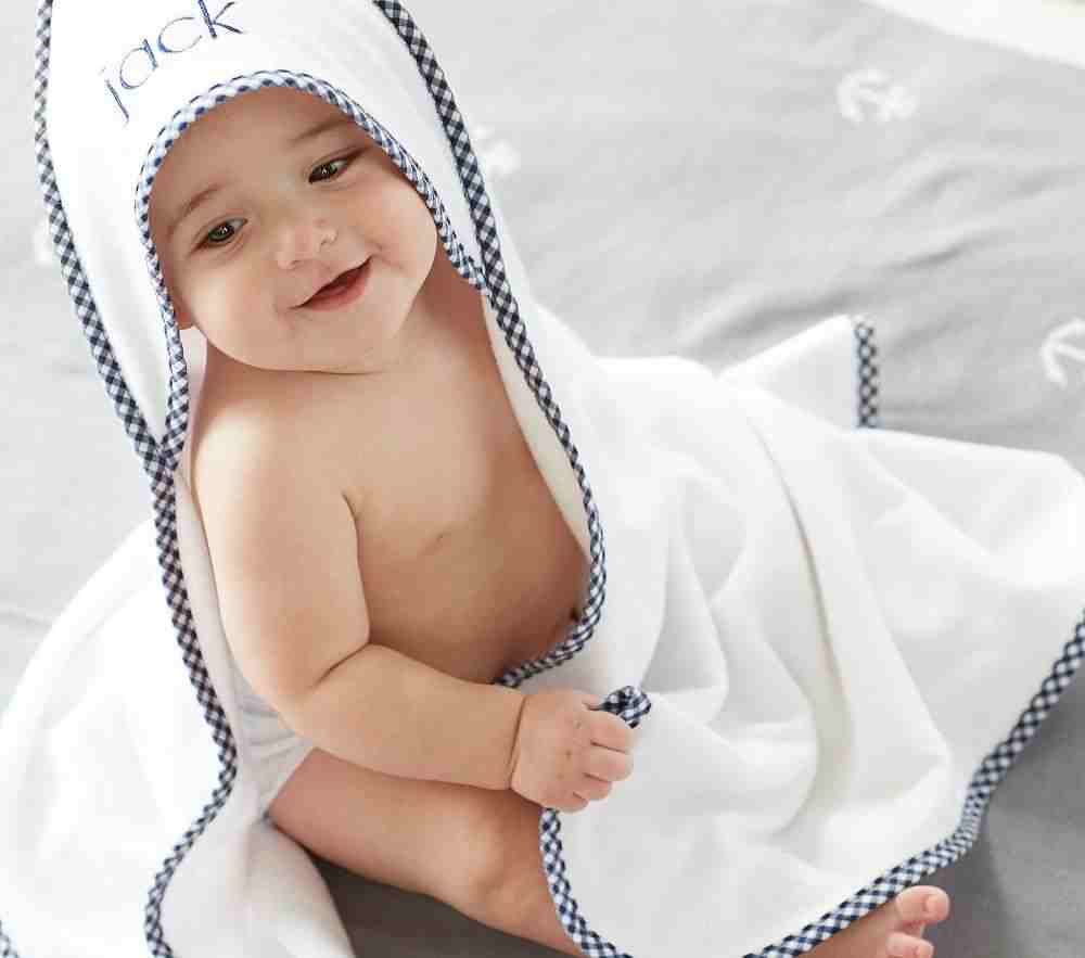 Gingham Baby Hooded Towel
