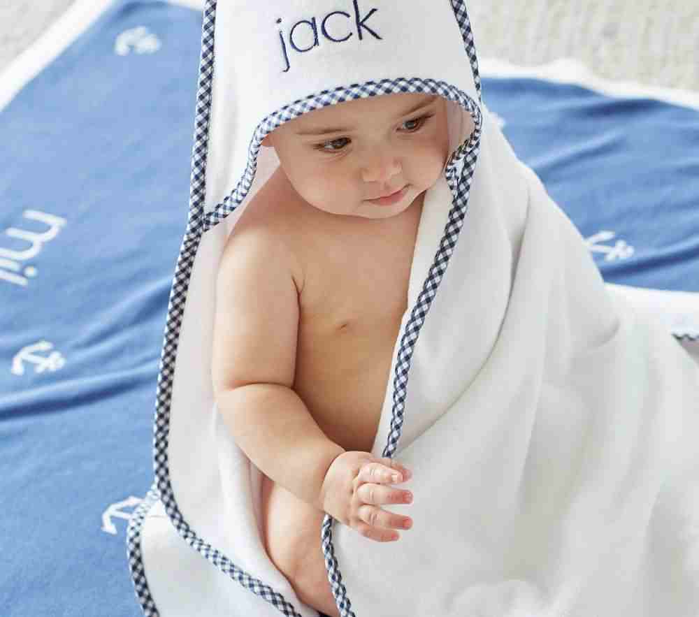 Gingham Baby Hooded Towel