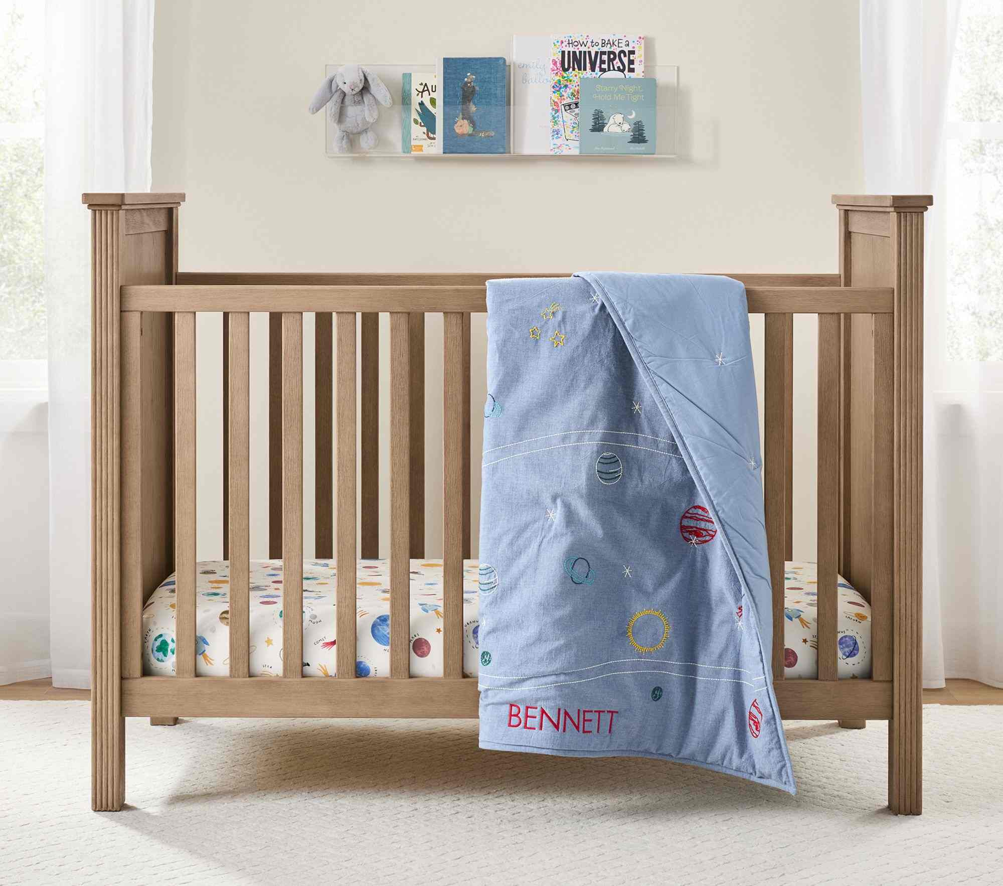 Embroidered Space Baby Quilt