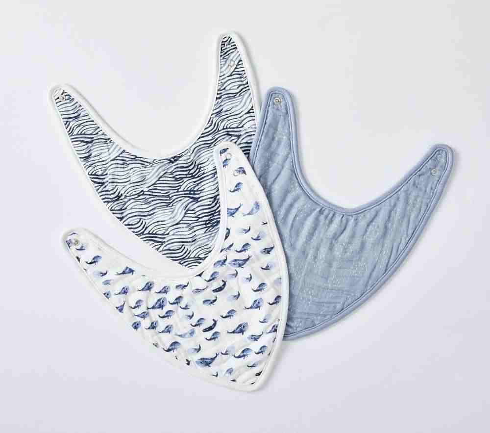 Jack Organic Muslin Drool Bib Set Of 3-Navy Multi