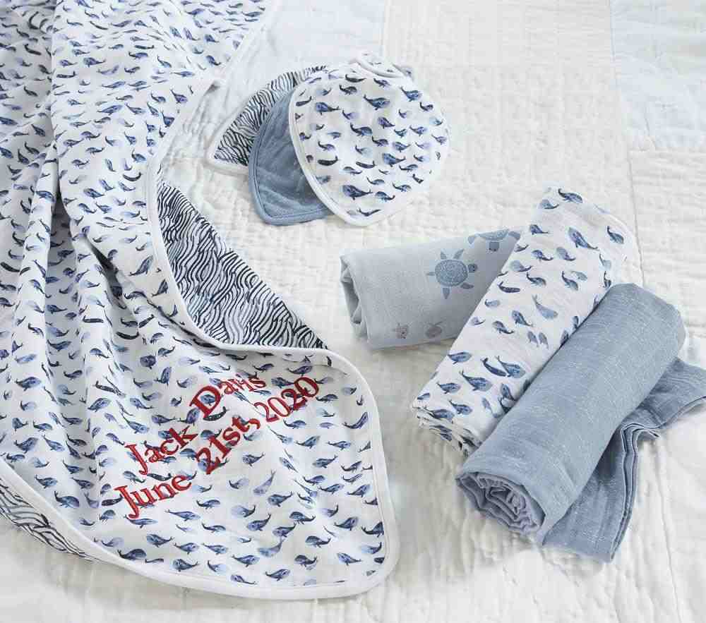 Jack Organic Muslin Drool Bib Set Of 3-Navy Multi
