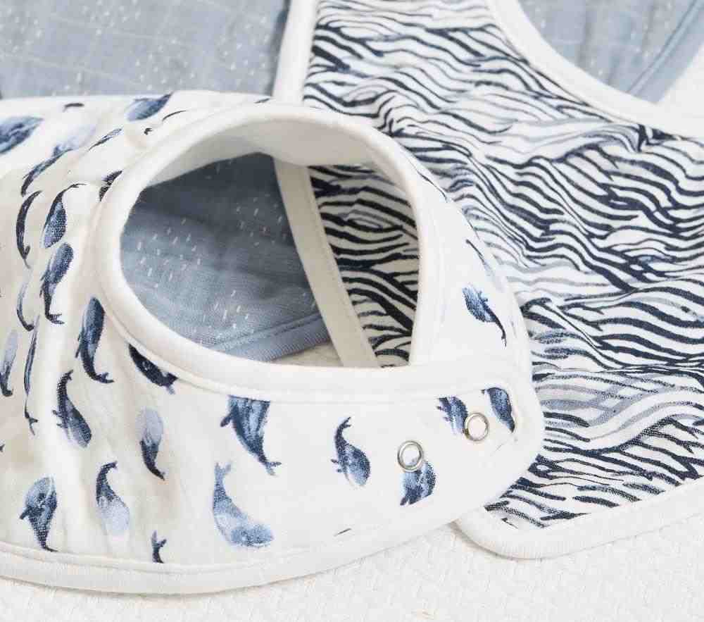 Jack Organic Muslin Drool Bib Set Of 3-Navy Multi