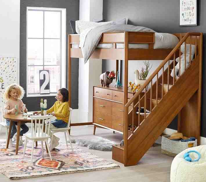 west elm x pbk Mid-Century Stair Loft Bed