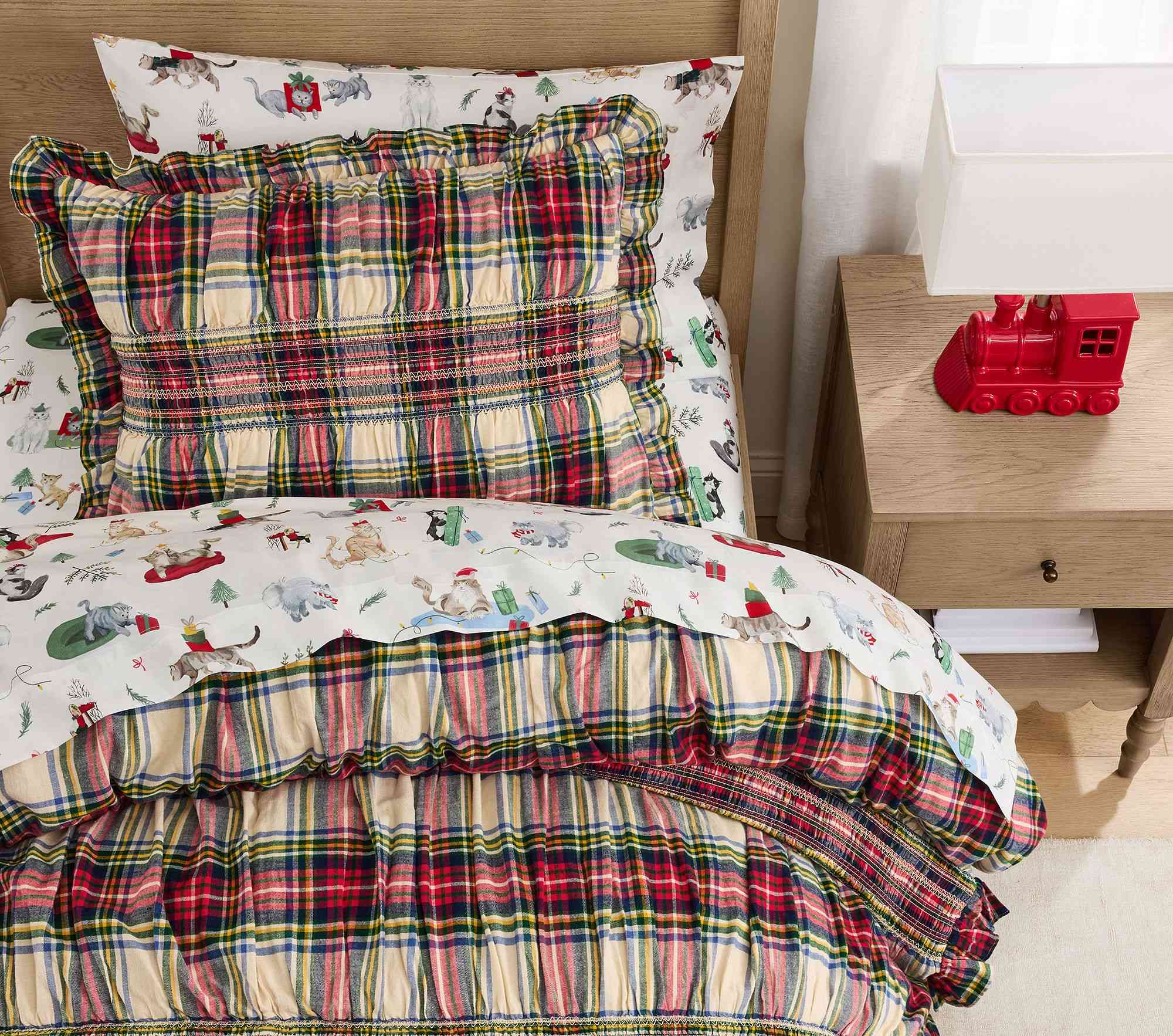 Pottery Barn Kids | Holiday Plaid Smocked Comforter & Shams