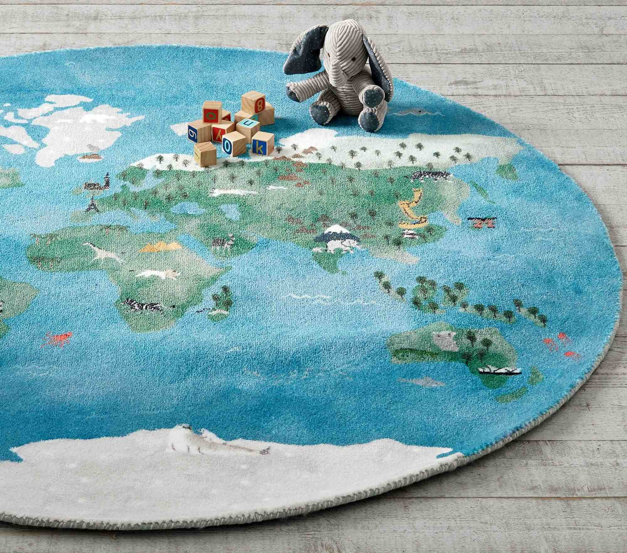 Pottery Barn Kids | World Map Round Rug