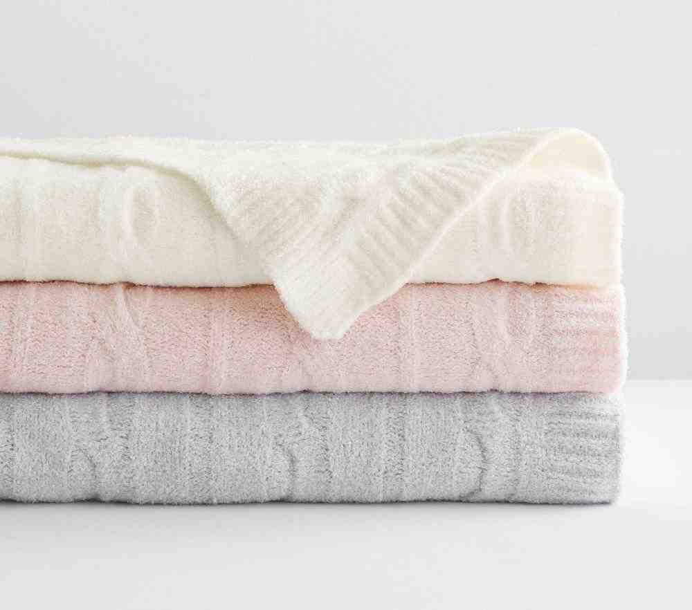 Fuzzy Luxe Cable Knit Baby Blanket