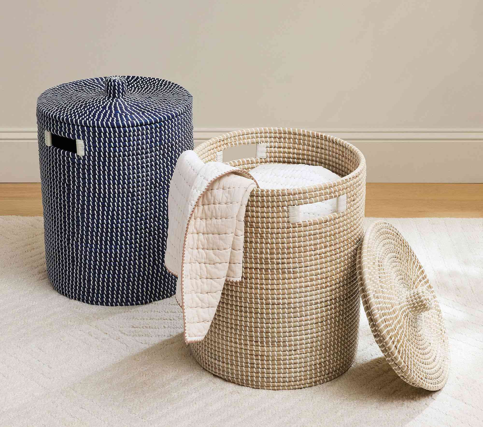 Cameron Woven Hamper  Navy
