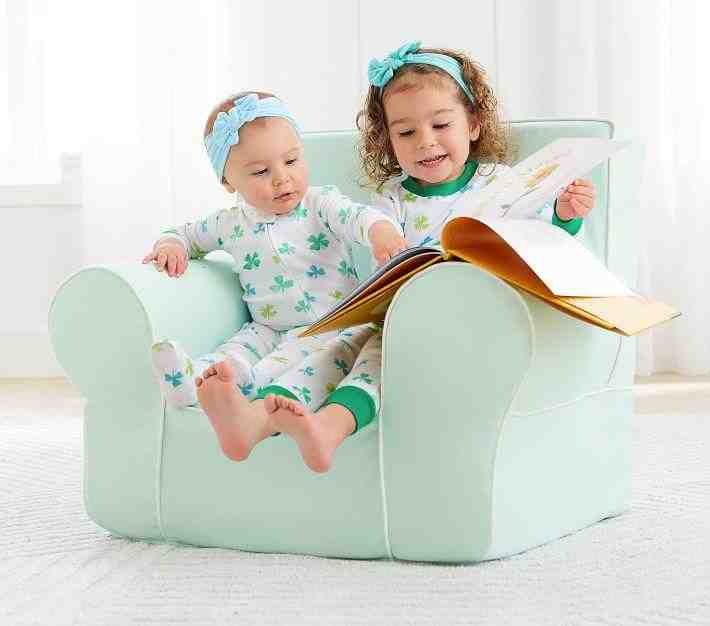 Light Aqua White Piping Anywhere Chair