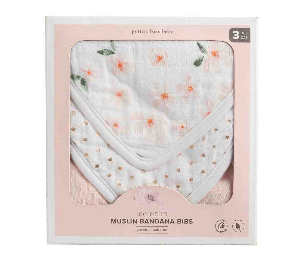 Meredith Muslin Drool Bib Set Of 3-Blush Multi