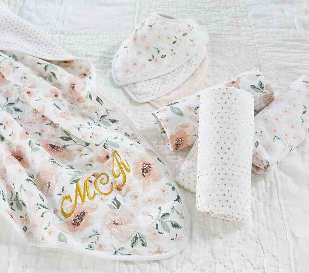 Meredith Muslin Drool Bib Set Of 3-Blush Multi