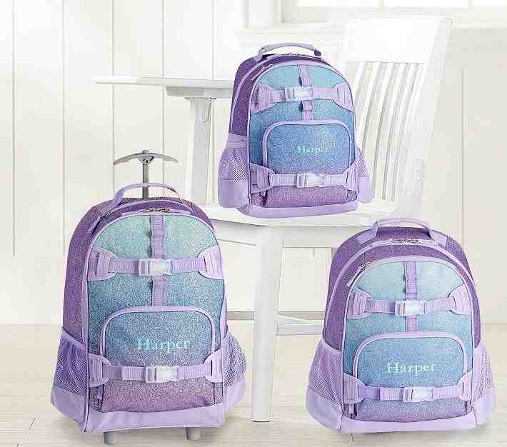 Mackenzie Lavender/Aqua Ombre Sparkle Glitter Backpacks