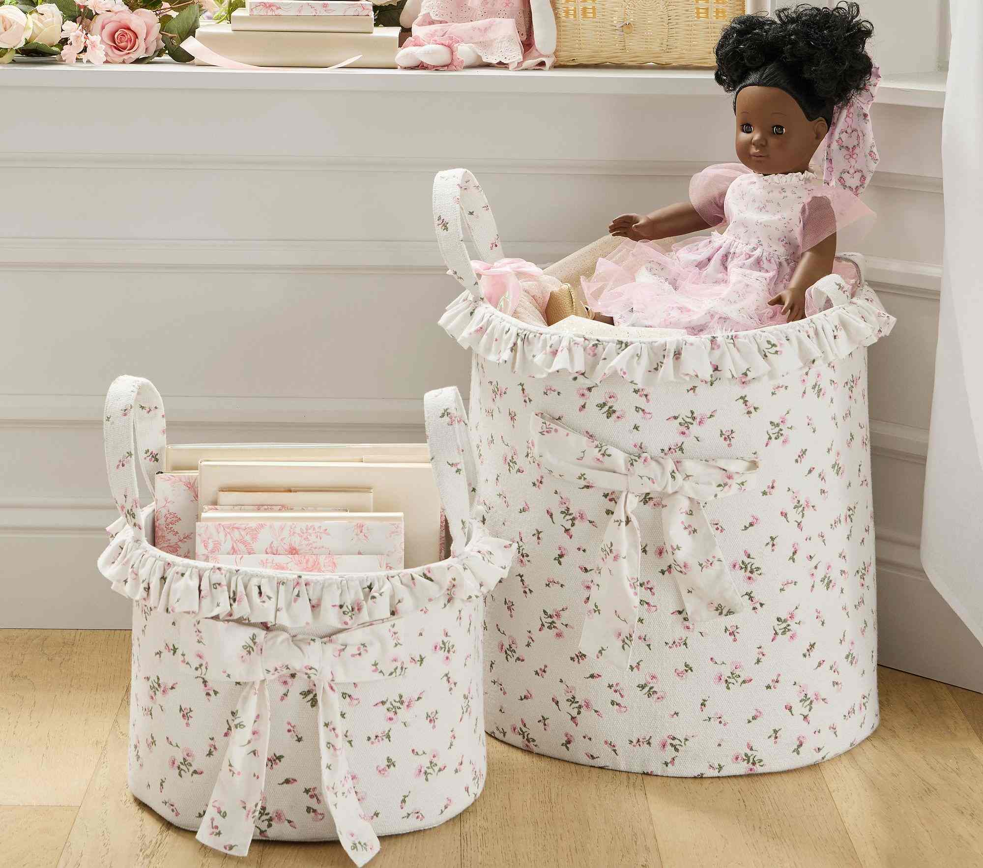 LoveShackFancy Canvas Floral Storage