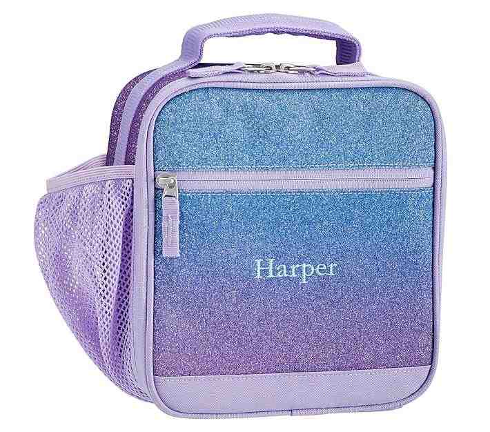 Mackenzie Lavender/Aqua Ombre Sparkle Glitter Recycled Lunch Boxes