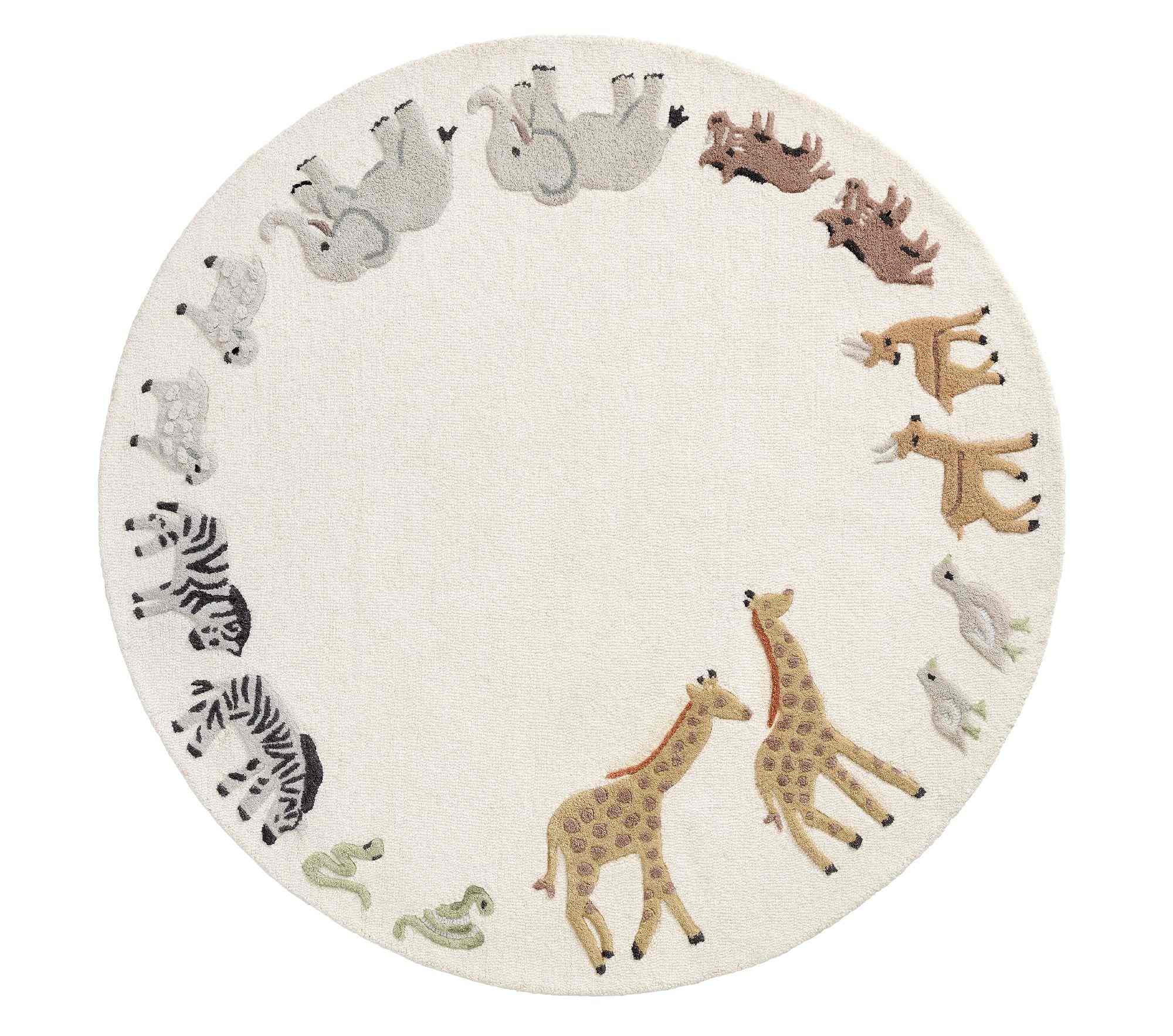 Pottery Barn Kids | Safari Animals Border 5' Round Rug