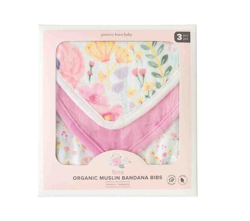 Flora Organic Muslin Bib Set Of 3-Multi