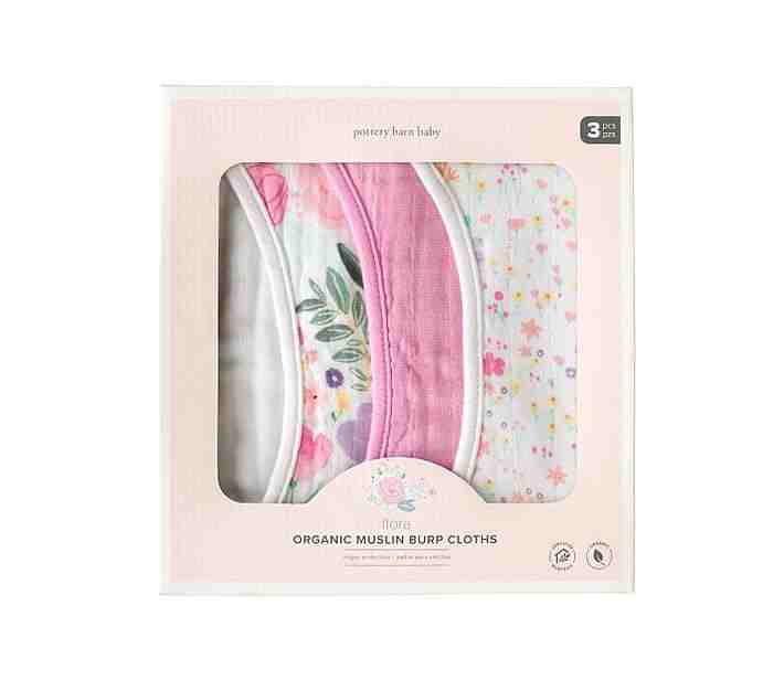 Flora Organic Muslin Burp Cloth Set Of 3-Multi