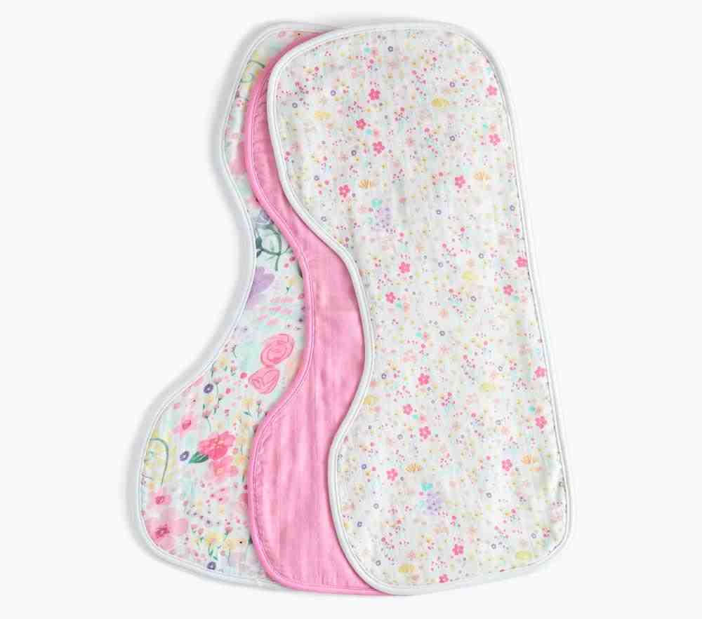 Flora Organic Muslin Burp Cloth Set Of 3-Multi