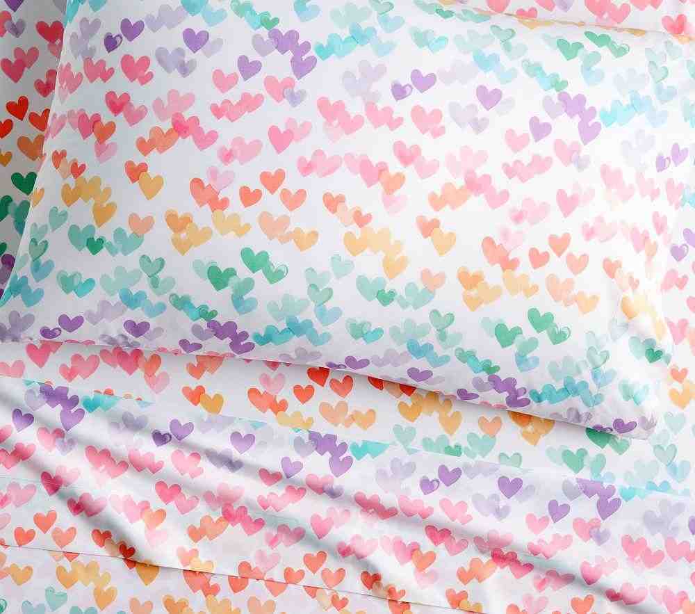 Retro Heart Organic Sheet Set and Pillowcases