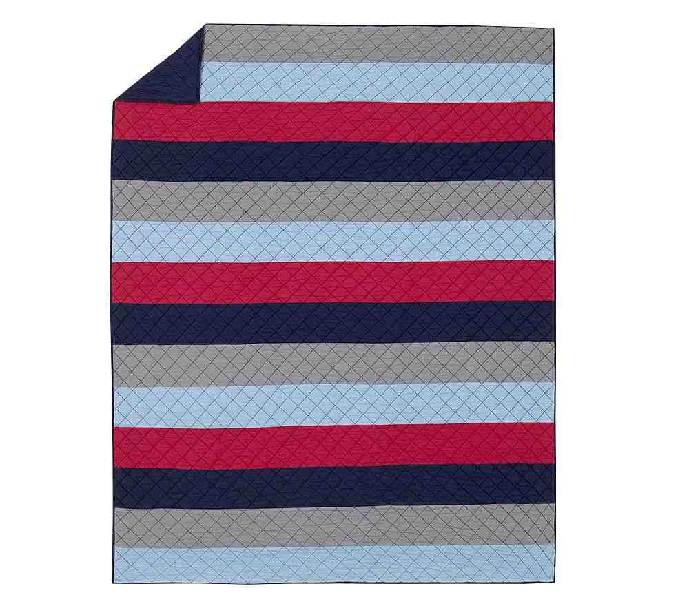 Block Stripe Quilt Navy