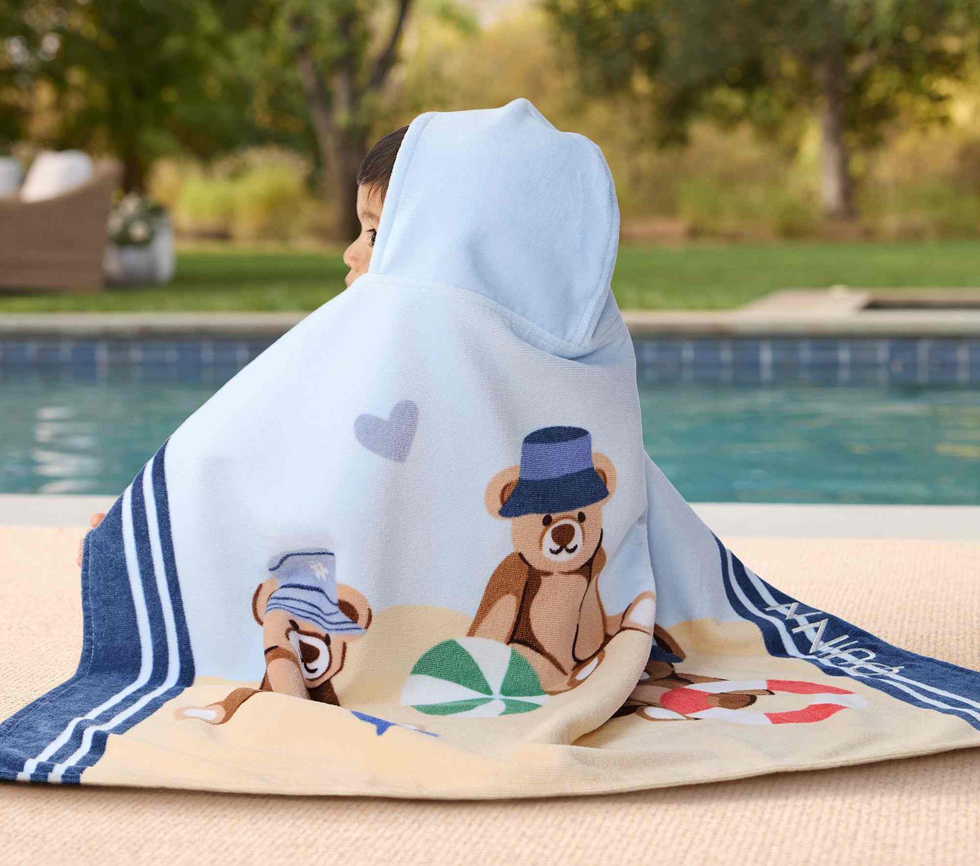 Pottery Barn Kids | Teddy Bear Baby Beach Hooded Towel UPF 50+