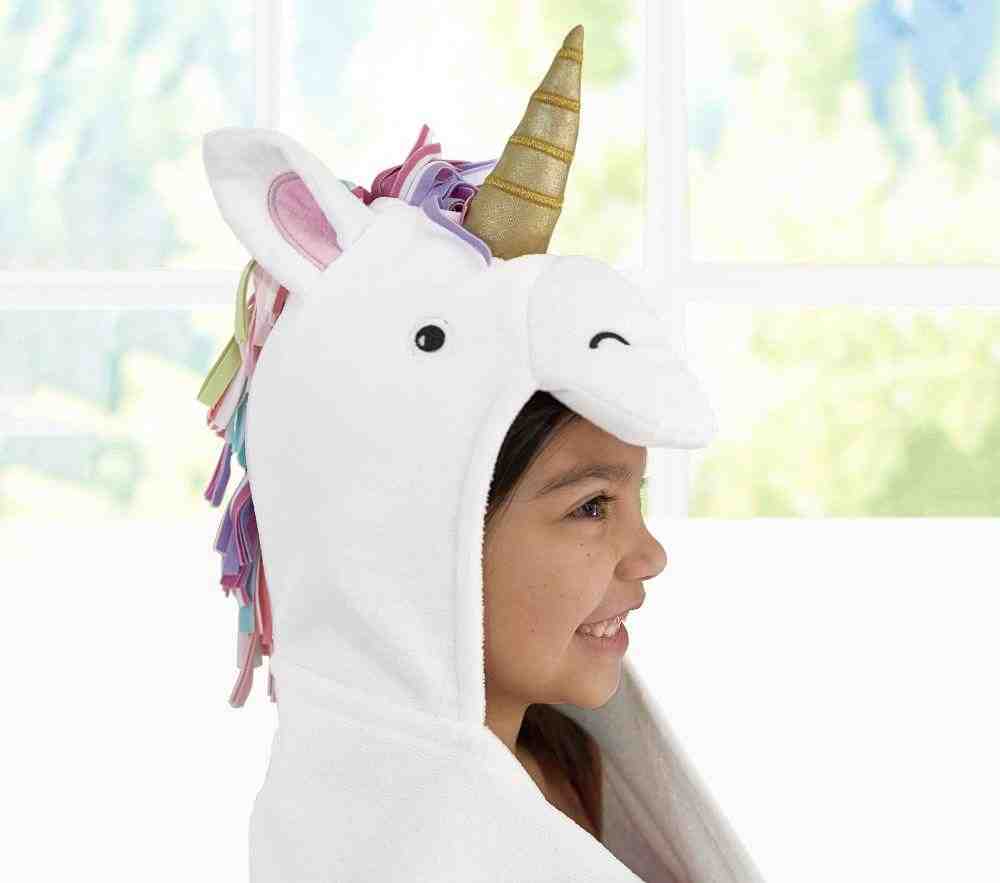 Unicorn, Kid Hooded Towel, White Multi