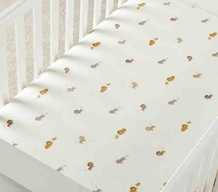 Lion Organic Muslin Crib Fitted Sheet