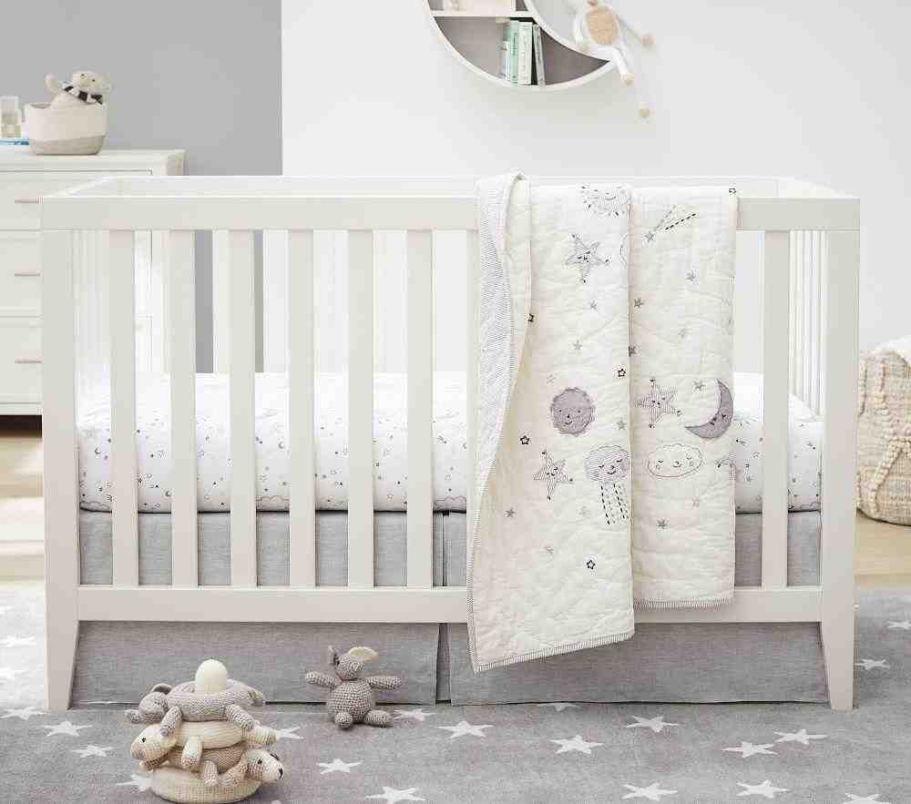 Skye Linen Toddler Quilt White