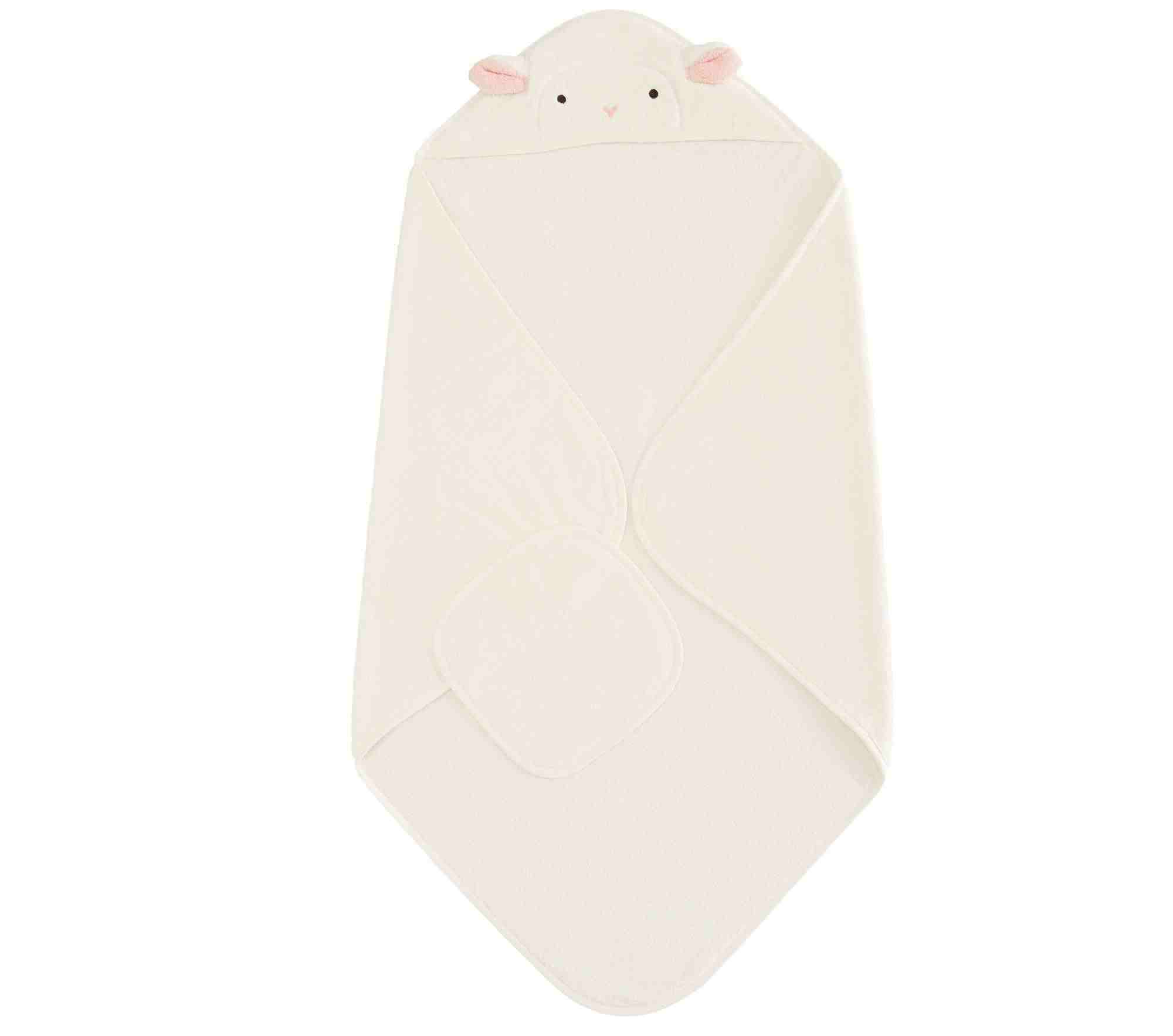 Super Soft Lamb Hooded Nursery Wrap and WashclothNursery WrapIvory