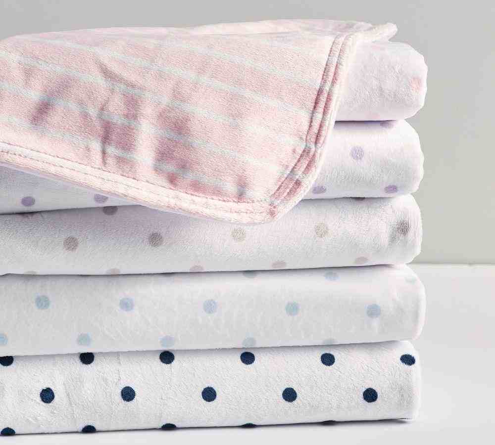 Dot &Stripe Recycled Chamois Baby Blanket