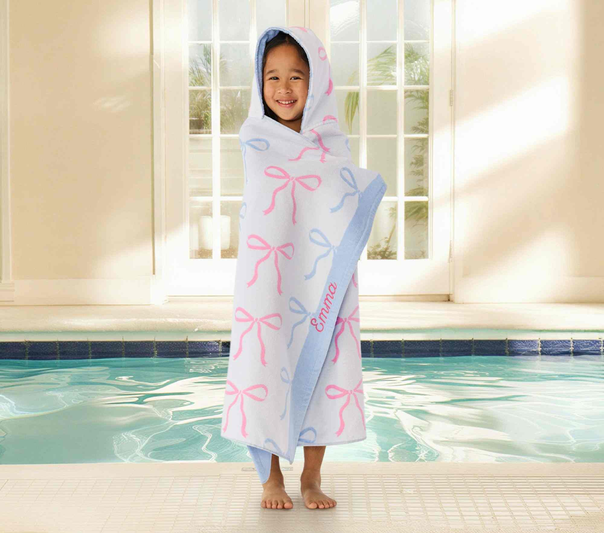 Pottery Barn Kids | Bow Reversible Kid Beach Hooded Towel UPF 50+