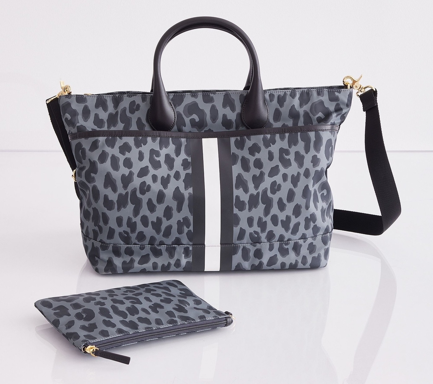 Black Leopard Nylon Diaper Tote
